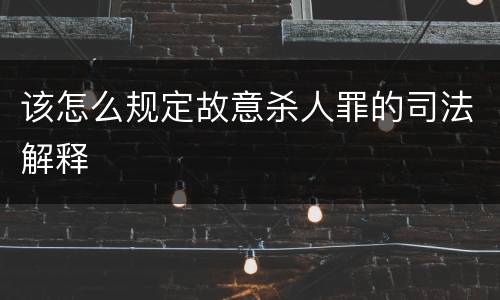 该怎么规定故意杀人罪的司法解释