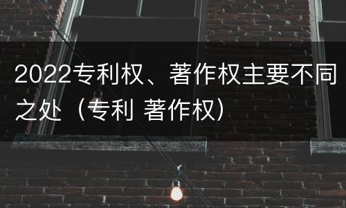 2022专利权、著作权主要不同之处（专利 著作权）