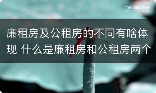 廉租房及公租房的不同有啥体现 什么是廉租房和公租房两个有什么特点