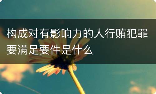 构成对有影响力的人行贿犯罪要满足要件是什么