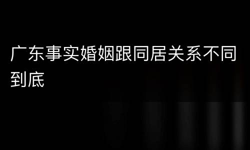 广东事实婚姻跟同居关系不同到底