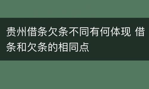 贵州借条欠条不同有何体现 借条和欠条的相同点