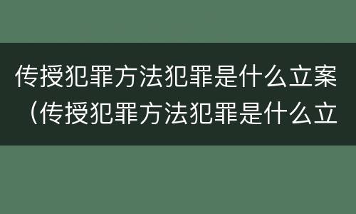 传授犯罪方法犯罪是什么立案（传授犯罪方法犯罪是什么立案标准）