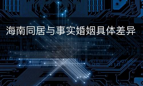 海南同居与事实婚姻具体差异