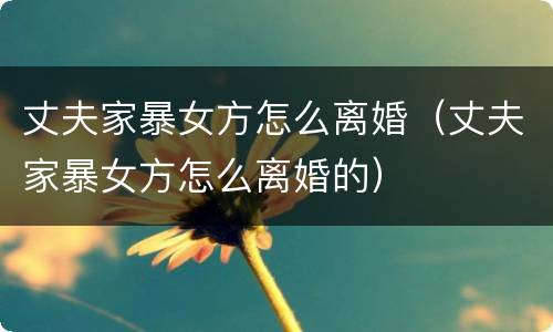 丈夫家暴女方怎么离婚（丈夫家暴女方怎么离婚的）