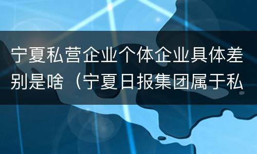 宁夏私营企业个体企业具体差别是啥（宁夏日报集团属于私企?）
