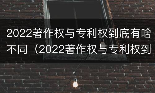 2022著作权与专利权到底有啥不同（2022著作权与专利权到底有啥不同呢）