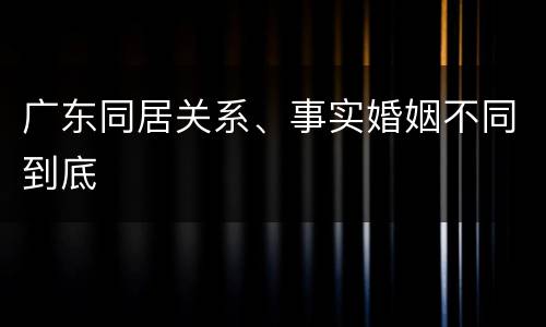 广东同居关系、事实婚姻不同到底