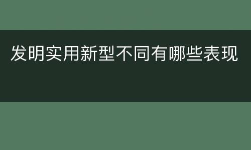 发明实用新型不同有哪些表现
