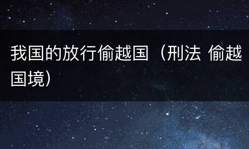 我国的放行偷越国（刑法 偷越国境）