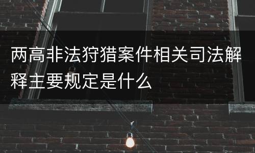 两高非法狩猎案件相关司法解释主要规定是什么
