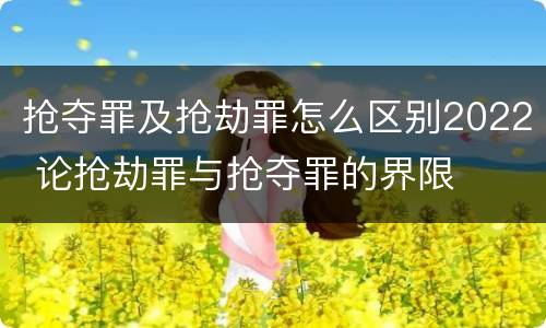 抢夺罪及抢劫罪怎么区别2022 论抢劫罪与抢夺罪的界限