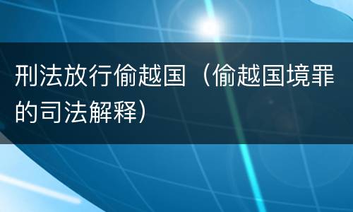 刑法放行偷越国（偷越国境罪的司法解释）