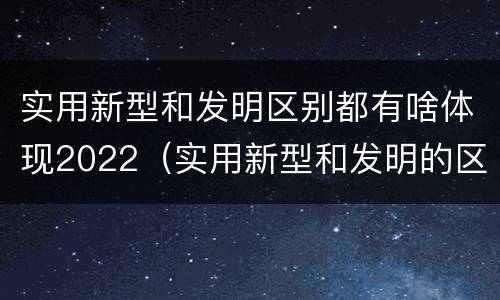 实用新型和发明区别都有啥体现2022（实用新型和发明的区别）