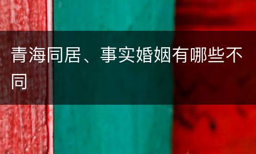 青海同居、事实婚姻有哪些不同