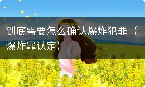到底需要怎么确认爆炸犯罪（爆炸罪认定）