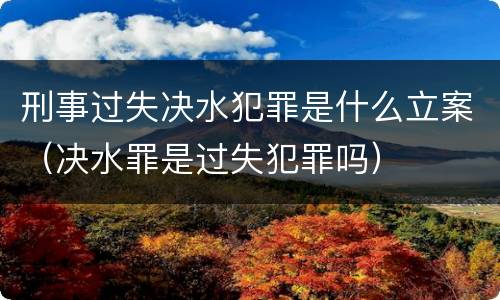刑事过失决水犯罪是什么立案（决水罪是过失犯罪吗）