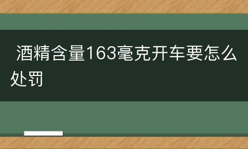  酒精含量163毫克开车要怎么处罚