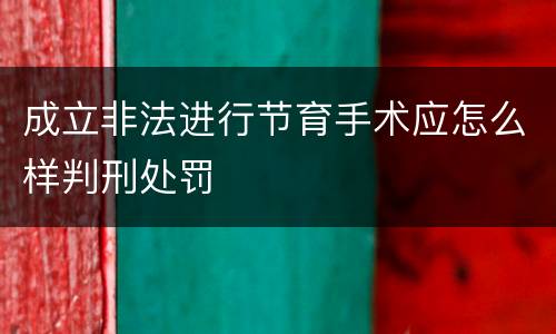 成立非法进行节育手术应怎么样判刑处罚