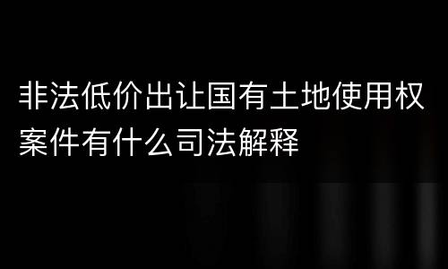 非法低价出让国有土地使用权案件有什么司法解释
