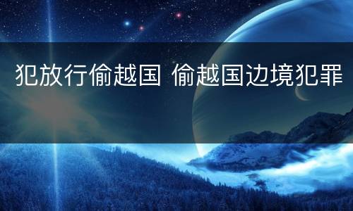 犯放行偷越国 偷越国边境犯罪
