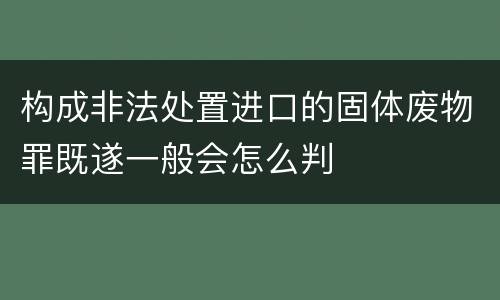 构成非法处置进口的固体废物罪既遂一般会怎么判