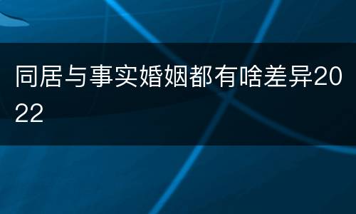 同居与事实婚姻都有啥差异2022
