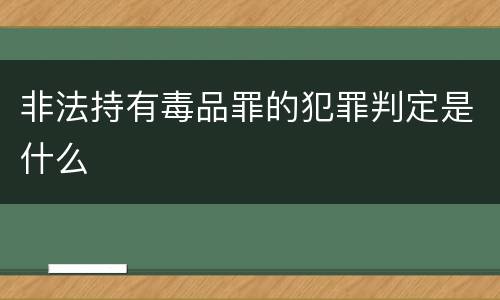 非法持有毒品罪的犯罪判定是什么