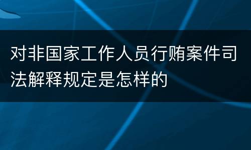 对非国家工作人员行贿案件司法解释规定是怎样的