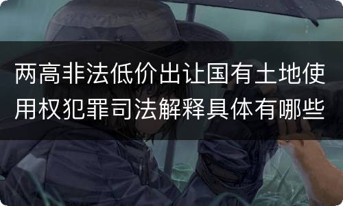 两高非法低价出让国有土地使用权犯罪司法解释具体有哪些主要规定