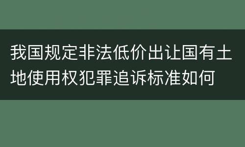 我国规定非法低价出让国有土地使用权犯罪追诉标准如何