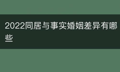 2022同居与事实婚姻差异有哪些