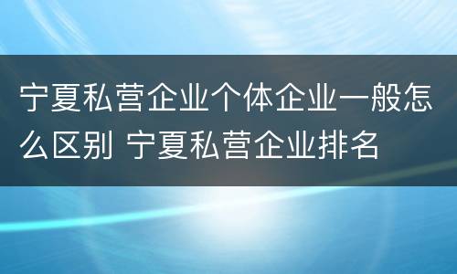 宁夏私营企业个体企业一般怎么区别 宁夏私营企业排名
