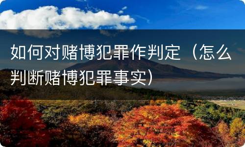 如何对赌博犯罪作判定（怎么判断赌博犯罪事实）