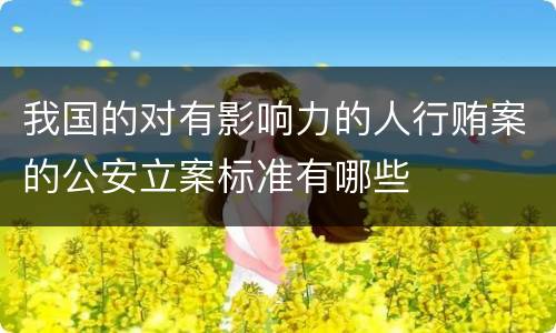 我国的对有影响力的人行贿案的公安立案标准有哪些
