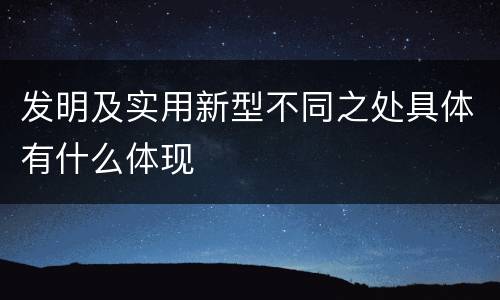 发明及实用新型不同之处具体有什么体现