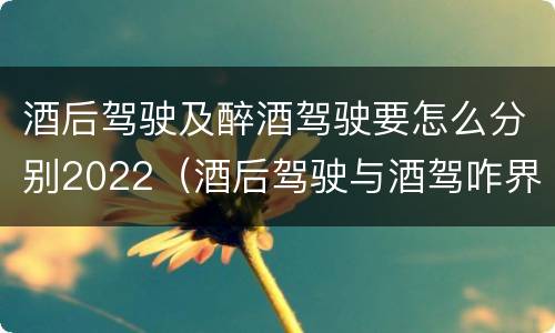 酒后驾驶及醉酒驾驶要怎么分别2022（酒后驾驶与酒驾咋界定）