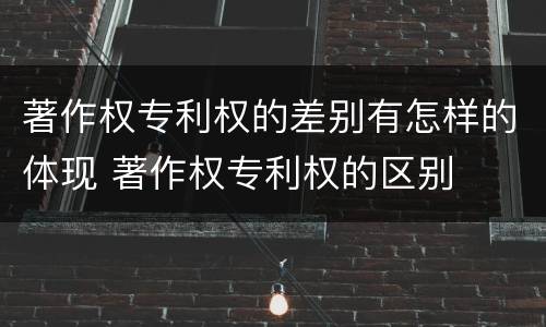 著作权专利权的差别有怎样的体现 著作权专利权的区别