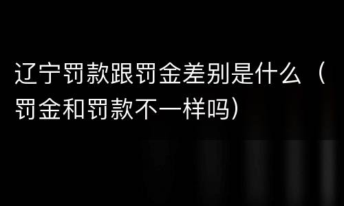 辽宁罚款跟罚金差别是什么（罚金和罚款不一样吗）