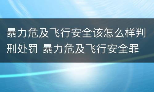 暴力危及飞行安全该怎么样判刑处罚 暴力危及飞行安全罪