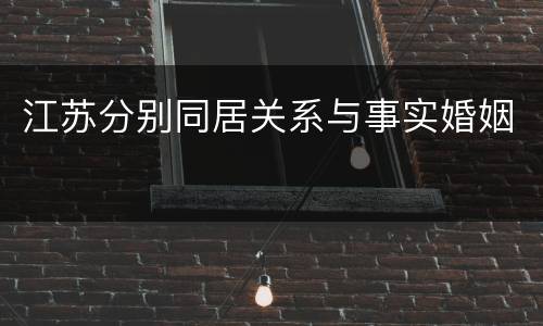 江苏分别同居关系与事实婚姻