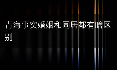 青海事实婚姻和同居都有啥区别