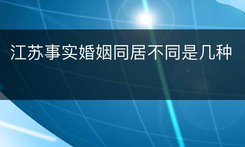江苏事实婚姻同居不同是几种
