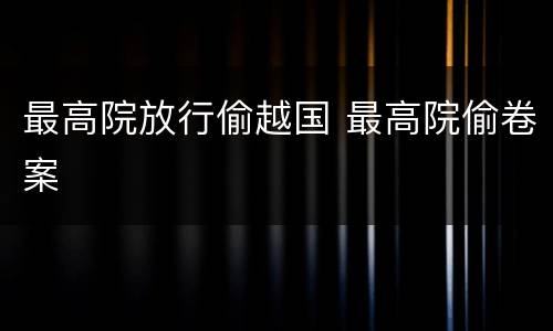 最高院放行偷越国 最高院偷卷案
