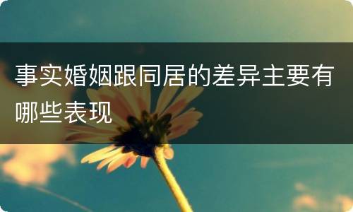 事实婚姻跟同居的差异主要有哪些表现