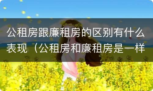 公租房跟廉租房的区别有什么表现（公租房和廉租房是一样吗）