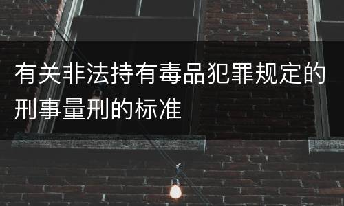 有关非法持有毒品犯罪规定的刑事量刑的标准