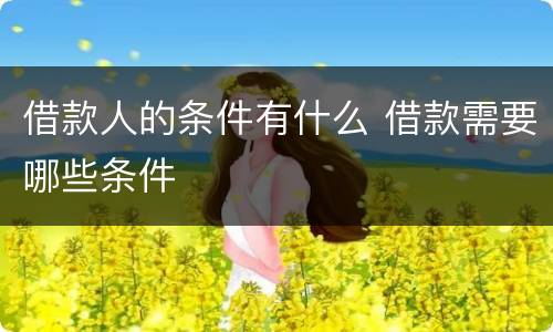 借款人的条件有什么 借款需要哪些条件