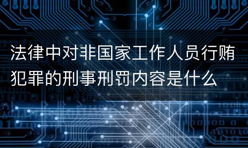 法律中对非国家工作人员行贿犯罪的刑事刑罚内容是什么