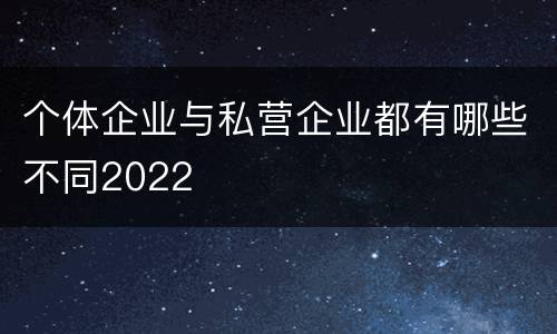 个体企业与私营企业都有哪些不同2022